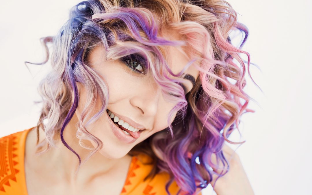 Woman with colorful hair